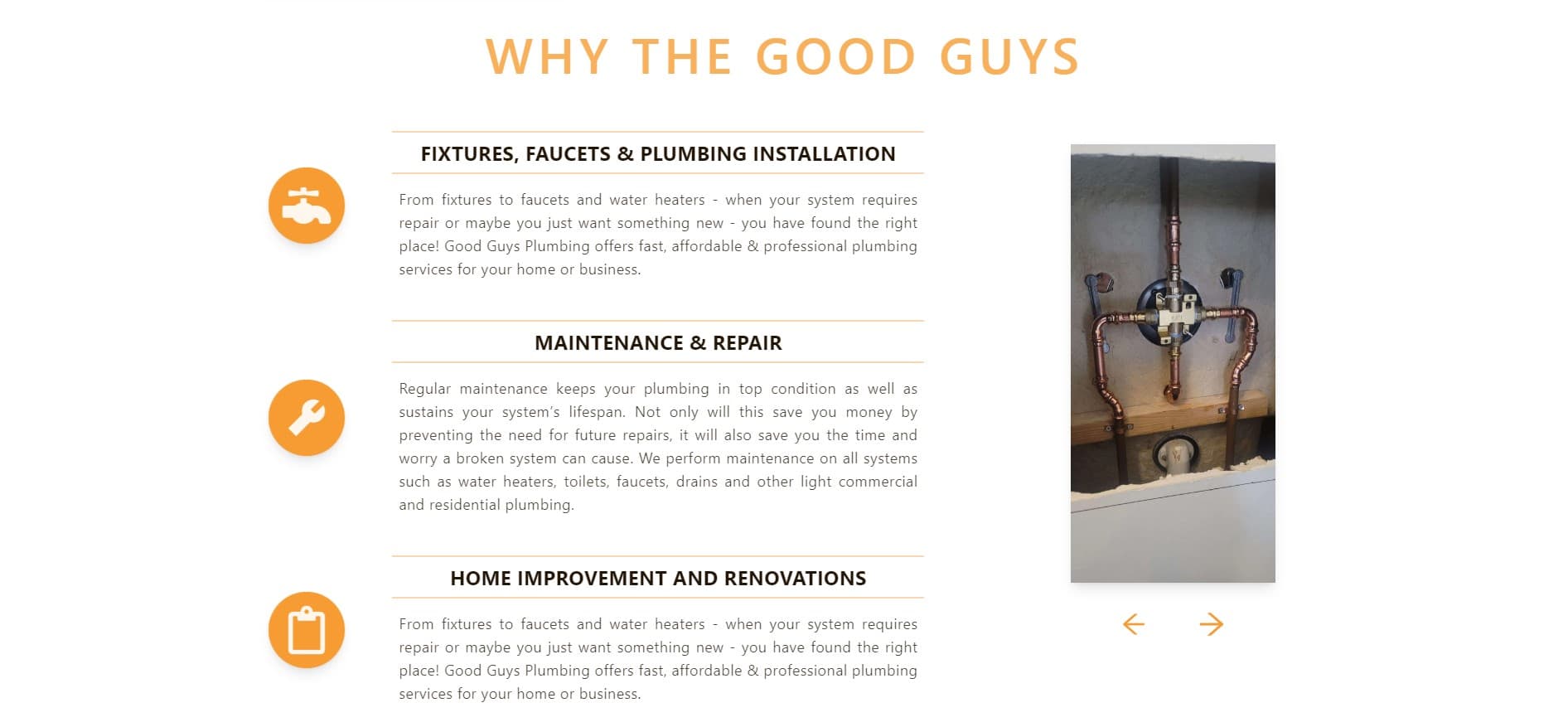 image of the good guys plumbing website